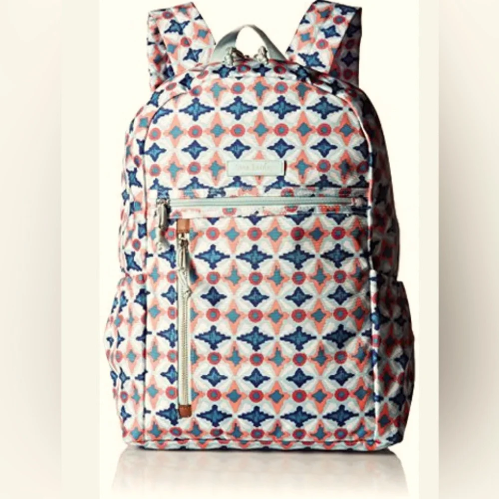 Vera Bradley Lighten Up Study Hall Water Geo Backpack Bag School Weekend Travel